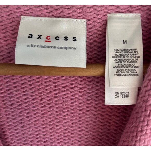 NWT MEDIUM Access Liz Claiborne Rose Pink Open Angora Blend Cardigan Sweater - Picture 2 of 9